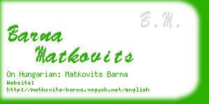 barna matkovits business card